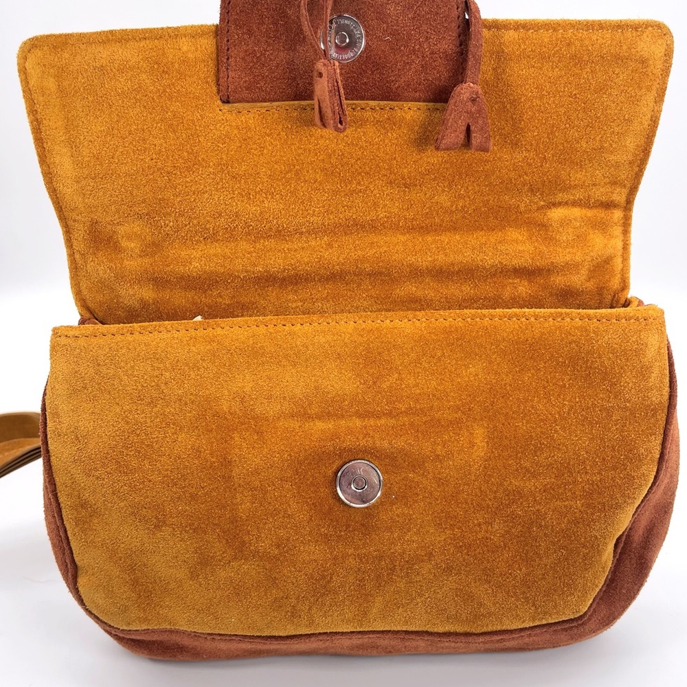 Prada Authentic Vintage 90’s Rare Two Tone Brown Shoulder Bag Suede NWT - Picture 8 of 16